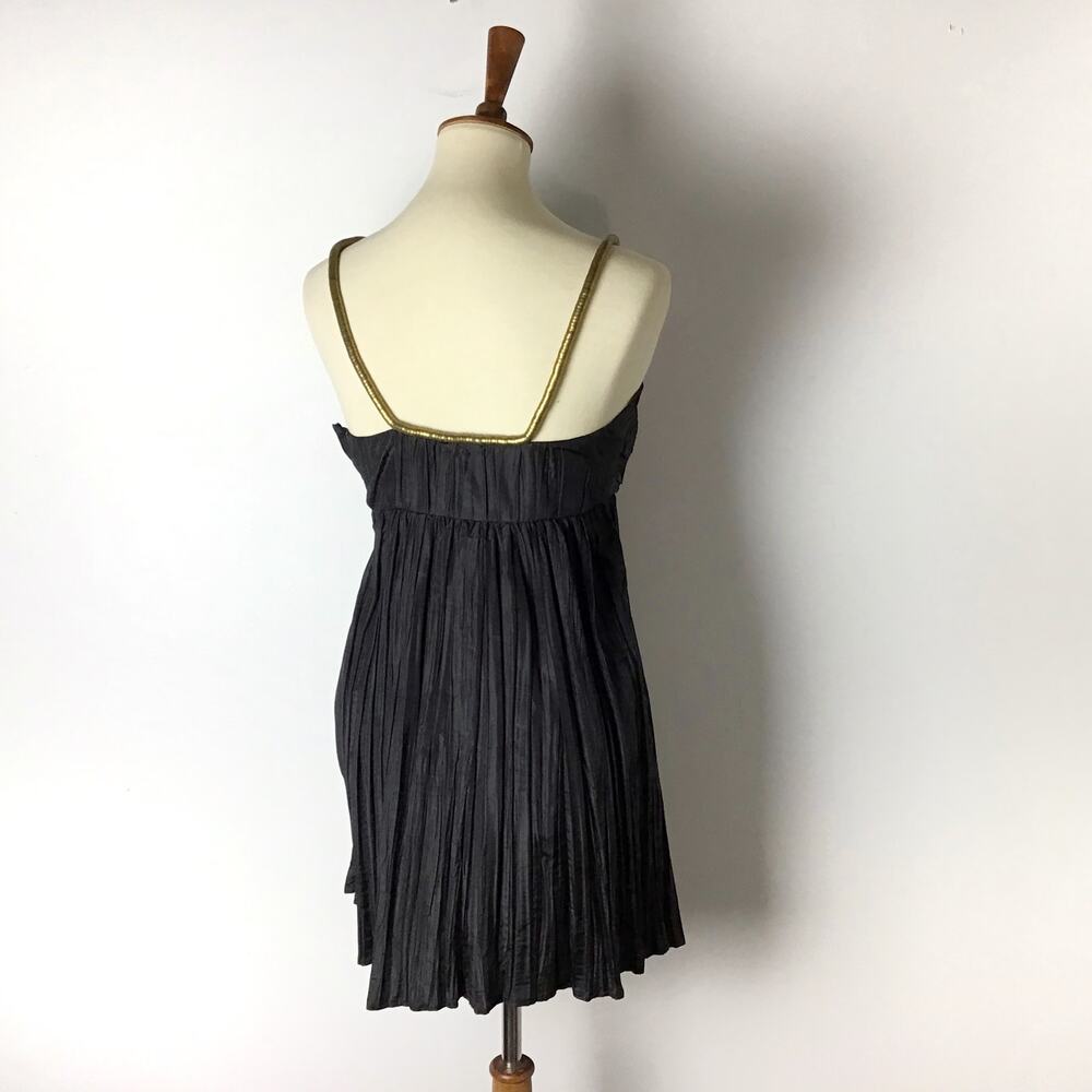Calypso St. Barth Black Silk Pleated Dress with Gold Metal Collar Size 2 - Picture 2 of 8